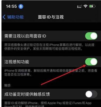上街苹果14维修网点分享iPhone14注视感知功能有什么用 